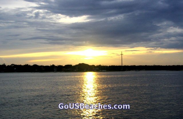 St Augustine Florida Beaches - beach sunset with Mission of Nombre De Dios Cross