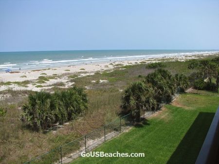 Cocoa Beach Florida beach with Atlantic Ocean waves taken from Timeshare Condo Balcony