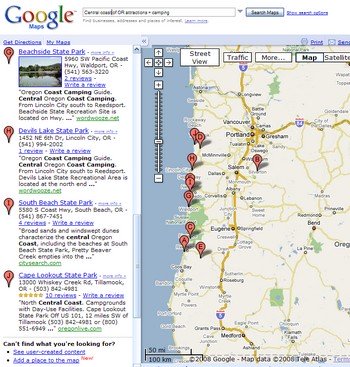 Map of Oregon Coast Attractions, Points of Interest, Dining, & Lodging